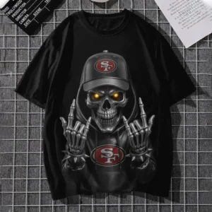 San Francisco 49ers Football US Team Black Skull Art T-shirt Custom Any Name AMC2DTS00023
