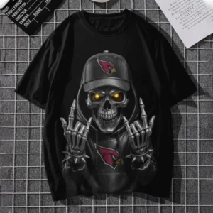 Arizona Cardinals Football US Team Black Skull Art T-shirt Custom Any Name AMC2DTS00016
