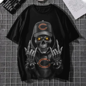 Chicago Bears Football US Team Black Skull Art T-shirt Custom Any Name AMC2DTS00004