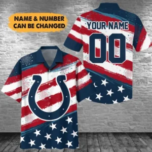 Indianapolis Colts Custom Name and Number For Independence Day Summer Hawaiian Shirt AMCHWS00060