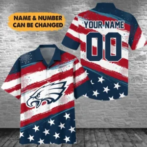 Philadelphia Eagles Custom Name and Number For Independence Day Summer Hawaiian Shirt AMCHWS00063