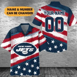 New York Jets Custom Name and Number For Independence Day Summer Hawaiian Shirt AMCHWS00045