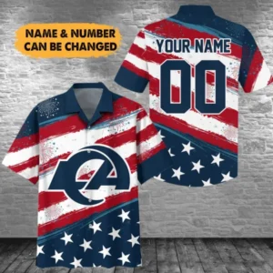Los Angeles Rams Custom Name and Number For Independence Day Summer Hawaiian Shirt AMCHWS00052