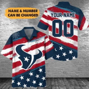 Houston Texans Custom Name and Number For Independence Day Summer Hawaiian Shirt AMCHWS00047
