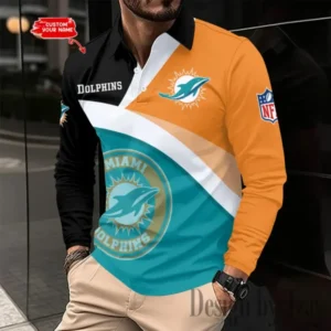 Miami Dolphins Personalized Long Sleeve Polo Shirt New 2025 AMCLSPS0212