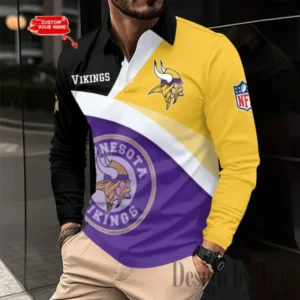 Minnesota Vikings Personalized Long Sleeve Polo Shirt New 2025 AMCLSPS0235