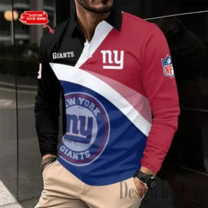 New York Giants Personalized Long Sleeve Polo Shirt New 2025 AMCLSPS0217