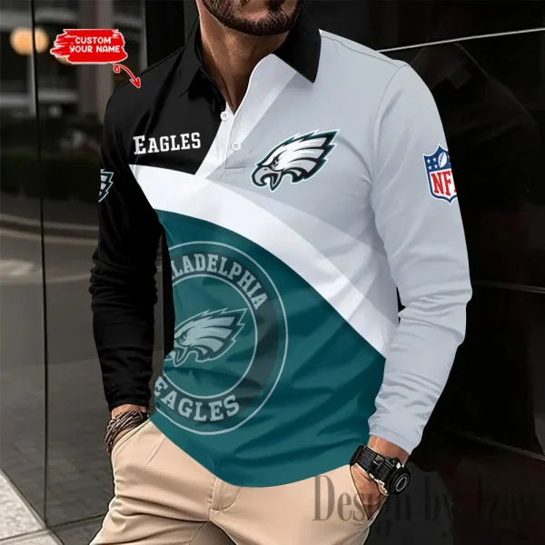 Philadelphia Eagles Personalized Long Sleeve Polo Shirt New 2025 AMCLSPS0249