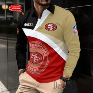 San Francisco 49ers Personalized Long Sleeve Polo Shirt New 2025 AMCLSPS0251