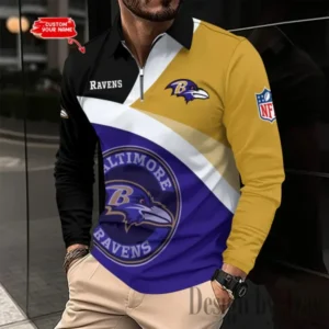 Baltimore Ravens Personalized Long Sleeve Polo Shirt New 2025 AMCLSPS0228