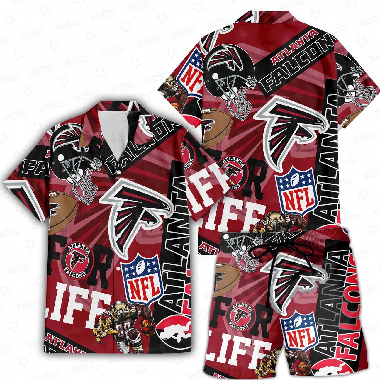 Atlanta Falcons Custom Limited Edition For Life Hawaiian Shirt and Shorts AMCHWSS000253 - Image 3