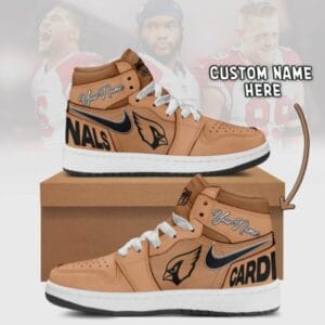 Arizona Cardinals Limited Edition Brown High Air Jordan 1 Sneakers with Custom Name AMCAJ1SEW000064