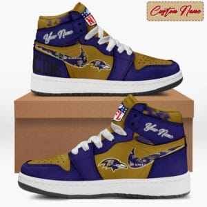 Baltimore Ravens Limited Edition High AJ1 Shoes with Custom Name AMCAJ1SEW000004