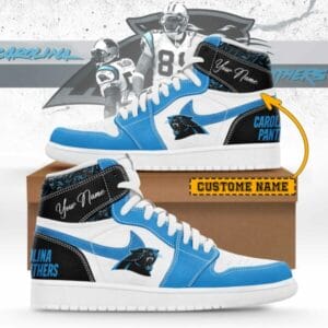 Carolina Panthers Limited Edition High AJ1 Shoes with Custom Name AMCAJ1SEW000006