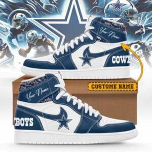 Dallas Cowboys Limited Edition High AJ1 Shoes with Custom Name AMCAJ1SEW000010