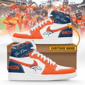 Denver Broncos Limited Edition High AJ1 Shoes with Custom Name AMCAJ1SEW000011