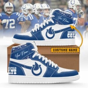 Indianapolis Colts Limited Edition High AJ1 Shoes with Custom Name AMCAJ1SEW000015
