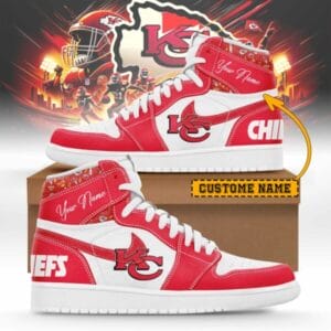 Kansas City Chiefs Limited Edition High AJ1 Shoes with Custom Name AMCAJ1SEW000016