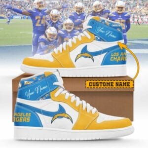 Los Angeles Chargers Limited Edition High AJ1 Shoes with Custom Name AMCAJ1SEW000018