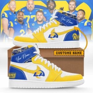 Los Angeles Rams Limited Edition High AJ1 Shoes with Custom Name AMCAJ1SEW000019
