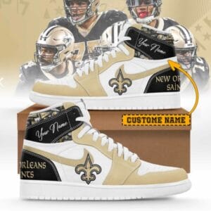 New Orleans Saints Limited Edition High AJ1 Shoes with Custom Name AMCAJ1SEW000023