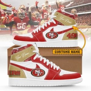 San Francisco 49ers Limited Edition High AJ1 Shoes with Custom Name AMCAJ1SEW000028