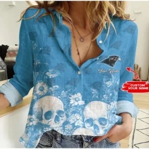 Carolina Panthers Custom Any Name Linen Woman Shirt Hot Summer 2025 AMCCLG000268