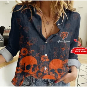 Chicago Bears Custom Any Name Linen Woman Shirt Hot Summer 2025 AMCCLG000229