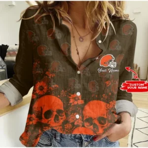 Cleveland Browns Custom Any Name Linen Woman Shirt Hot Summer 2025 AMCCLG000258