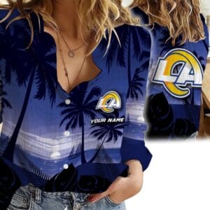 Los Angeles Rams Custom Any Name Linen Woman Shirt Hot Summer 2025 AMCCLG000254