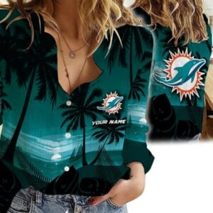 Miami Dolphins Custom Any Name Linen Woman Shirt Hot Summer 2025 AMCCLG000243
