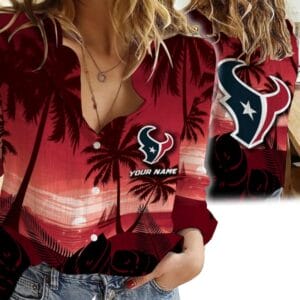 Houston Texans Custom Any Name Linen Woman Shirt Hot Summer 2025 AMCCLG000242
