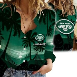 New York Jets Custom Any Name Linen Woman Shirt Hot Summer 2025 AMCCLG000227