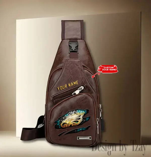 Philadelphia Eagles Personalized Men Leather Sling Bag Custom Gift For Dad AMCACS000182 - Image 2