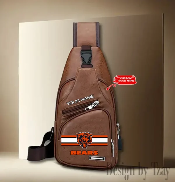 Chicago Bears Personalized Men Leather Sling Bag Custom Gift For Dad AMCACS000106 - Image 2