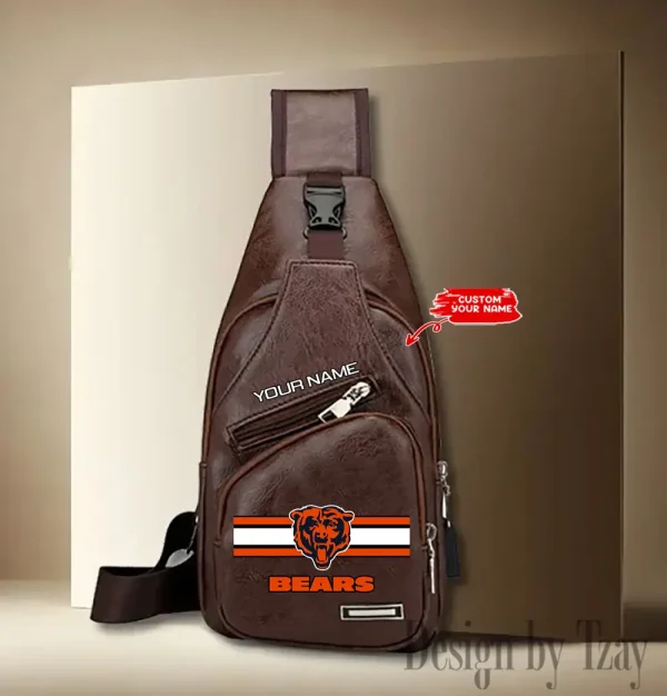 Chicago Bears Personalized Men Leather Sling Bag Custom Gift For Dad AMCACS000106 - Image 3