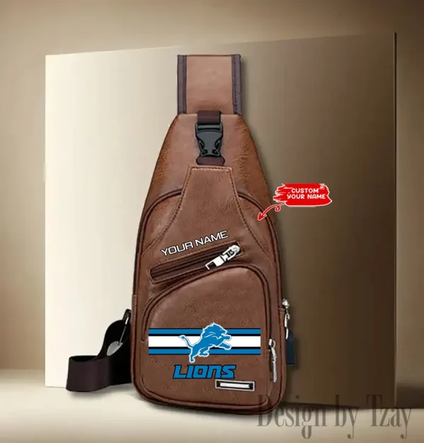 Detroit Lions Personalized Men Leather Sling Bag Custom Gift For Dad AMCACS000126 - Image 2