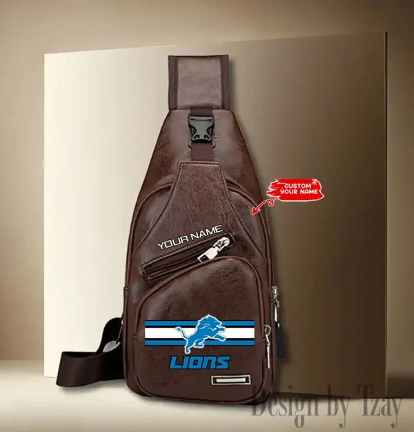 Detroit Lions Personalized Men Leather Sling Bag Custom Gift For Dad AMCACS000126 - Image 3