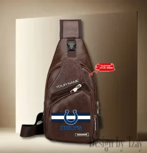 Indianapolis Colts Personalized Men Leather Sling Bag Custom Gift For Dad AMCACS000137