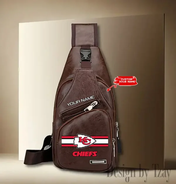 Kansas City Chiefs Personalized Men Leather Sling Bag Custom Gift For Dad AMCACS000144 - Image 3