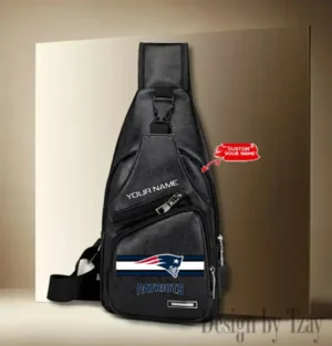 New England Patriots Personalized Men Leather Sling Bag Custom Gift For Dad AMCACS000167