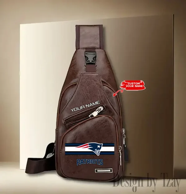 New England Patriots Personalized Men Leather Sling Bag Custom Gift For Dad AMCACS000167 - Image 3
