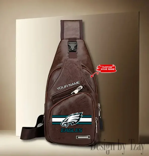 Philadelphia Eagles Personalized Men Leather Sling Bag Custom Gift For Dad AMCACS000183