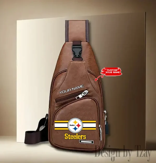 Pittsburgh Steelers Personalized Men Leather Sling Bag Custom Gift For Dad AMCACS000187