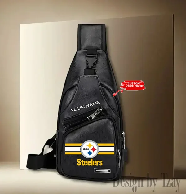 Pittsburgh Steelers Personalized Men Leather Sling Bag Custom Gift For Dad AMCACS000187 - Image 3