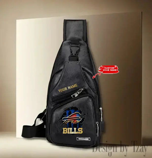 Buffalo Bills Personalized Men Leather Sling Bag Custom Gift For Dad AMCACS000099 - Image 2
