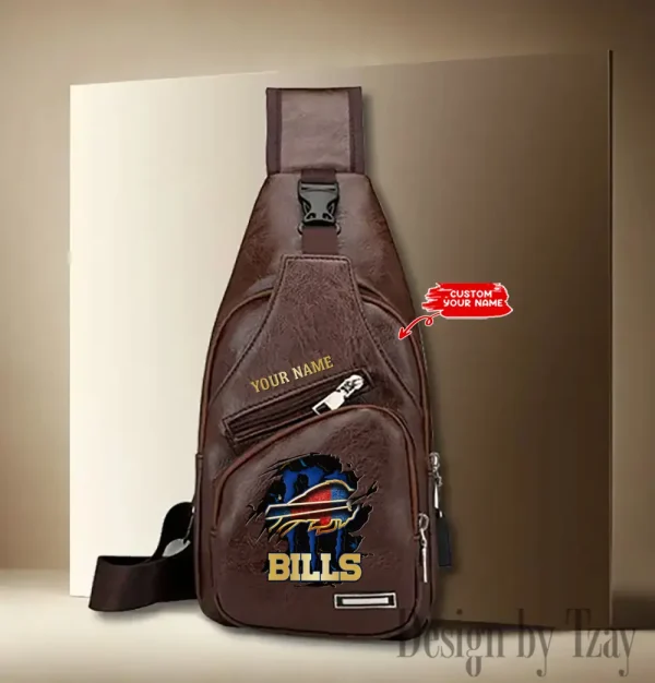 Buffalo Bills Personalized Men Leather Sling Bag Custom Gift For Dad AMCACS000099 - Image 4