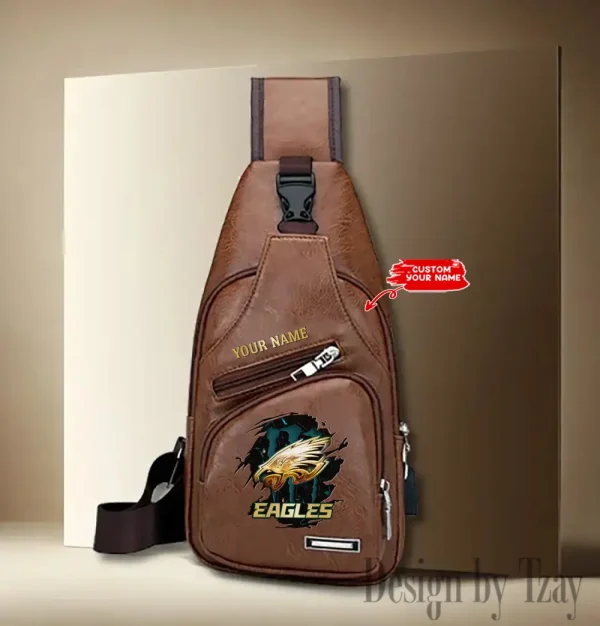 Philadelphia Eagles Personalized Men Leather Sling Bag Custom Gift For Dad AMCACS000184 - Image 3