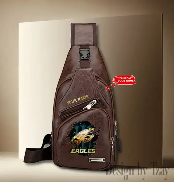 Philadelphia Eagles Personalized Men Leather Sling Bag Custom Gift For Dad AMCACS000184 - Image 4