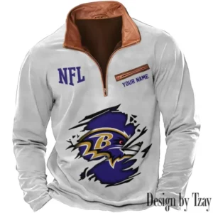 Baltimore Ravens New Long Sleeve Quarter Zip Sweatshirt Casual Daily Streetwear AMCCLG000035